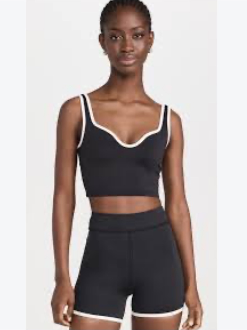 Reformation Active Caserta Eco Move Contrast Trim Cropped Tank Black XS